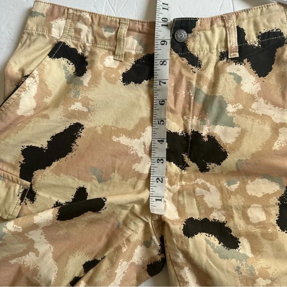 PAURA Men’s Tan Camo Spot Martinez Button Front Rip Stop Cargo Shorts- Size 32